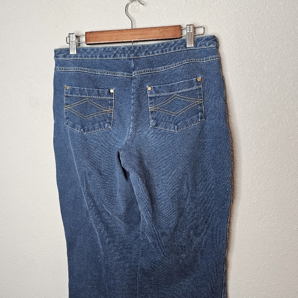 Pajama Jeans Womens Medium Blue Straight Leg Pink Drawstring Comfy Pull On - Picture 7 of 12